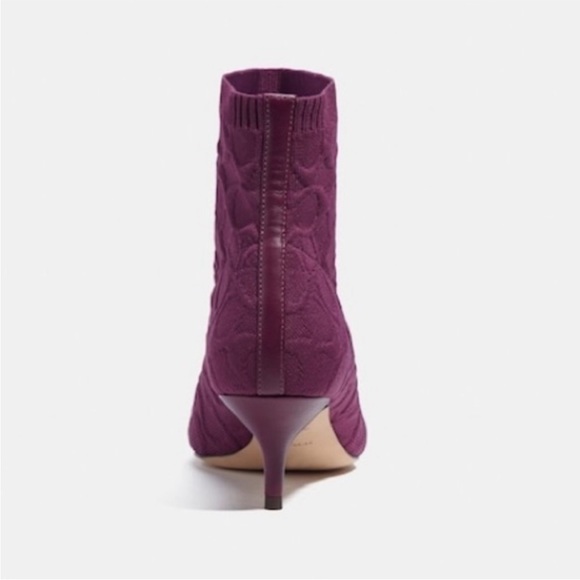 COACH Jade Logo Monogram Blackβ Knit Sock Ankle Booties Sz US 7.5 B 221 - Picture 4 of 13